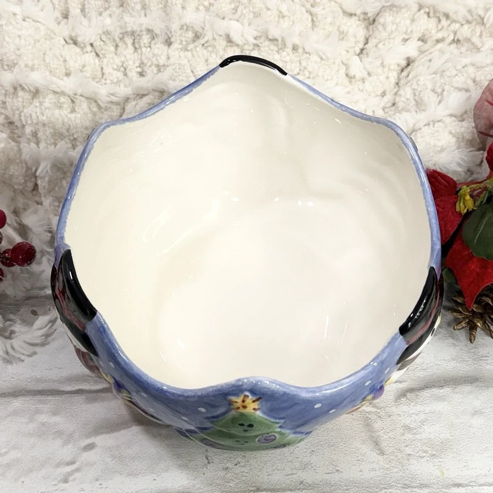 Sango The Sweet Shoppe Christmas Holiday Snowman Centerpiece Bowl By Sue Zipkin